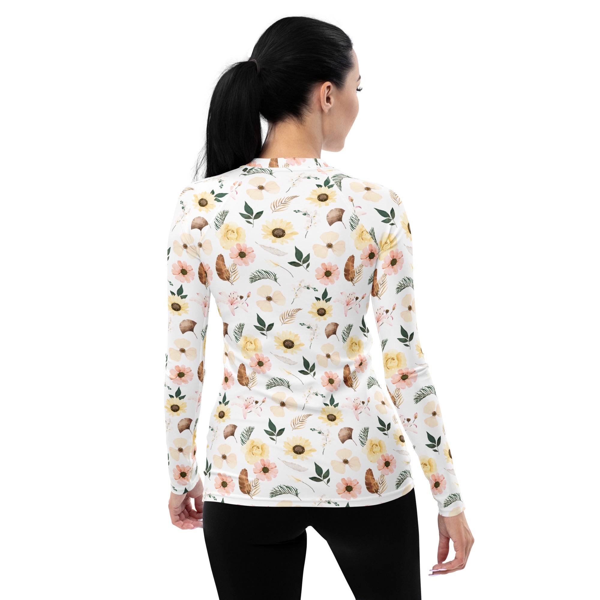 Women's Boho Floral Long Sleeve Rash Guard Swim Shirt – Buttery Soft, Sun Safe UPF 50+ Protection, Quick Dry & 4-Way Stretch Comfort