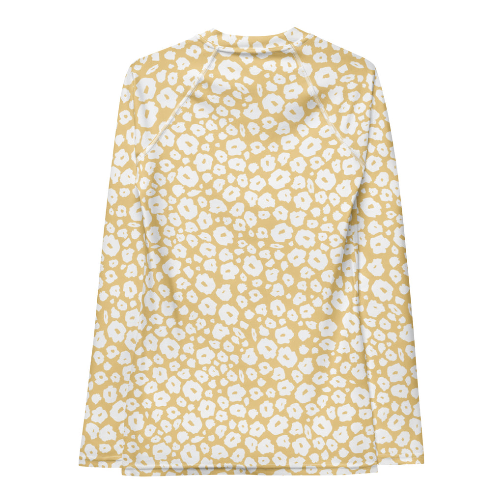 Women's Beige Leopard Print Long Sleeve Rash Guard Swim Shirt – Buttery Soft, Sun Safe UPF 50+ Protection, Quick Dry & 4-Way Stretch Comfort