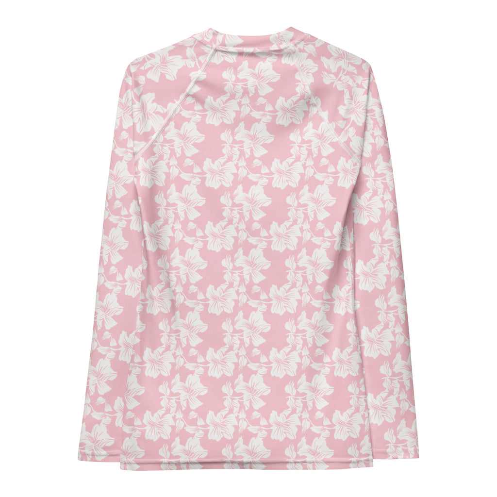 Women's Pink Tropical Floral Long Sleeve Rash Guard Swim Shirt – Buttery Soft, Sun Safe UPF 50+ Protection, Quick Dry & 4-Way Stretch Comfort