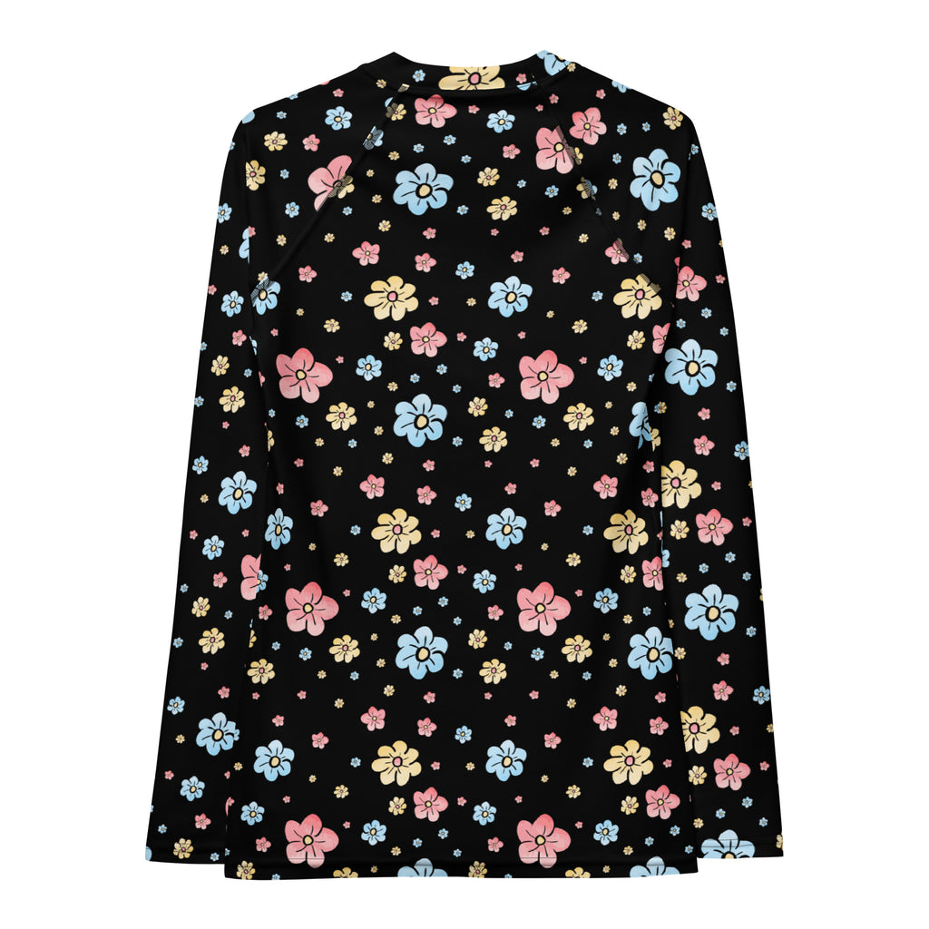 Women's Black Floral Long Sleeve Rash Guard Swim Shirt – Buttery Soft, Sun Safe UPF 50+ Protection, Quick Dry & 4-Way Stretch Comfort