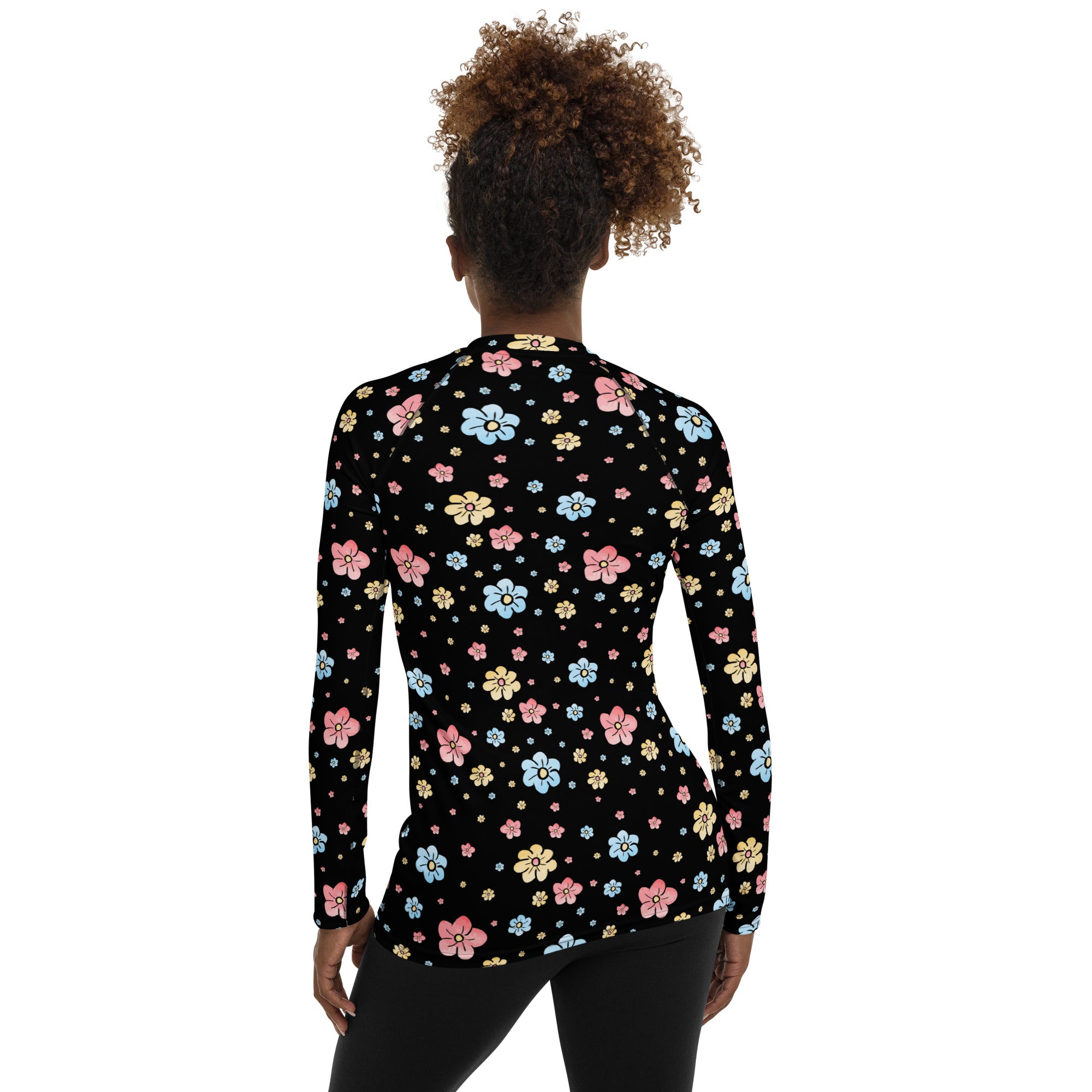 Women's Black Floral Long Sleeve Rash Guard Swim Shirt – Buttery Soft, Sun Safe UPF 50+ Protection, Quick Dry & 4-Way Stretch Comfort