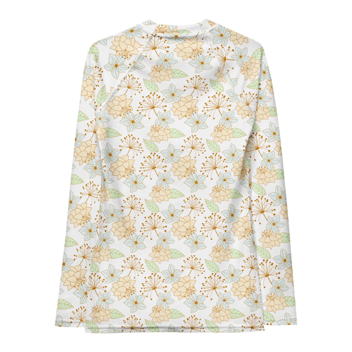 Women's Cream Floral Long Sleeve Rash Guard Swim Shirt – Buttery Soft, Sun Safe UPF 50+ Protection, Quick Dry & 4-Way Stretch Comfort