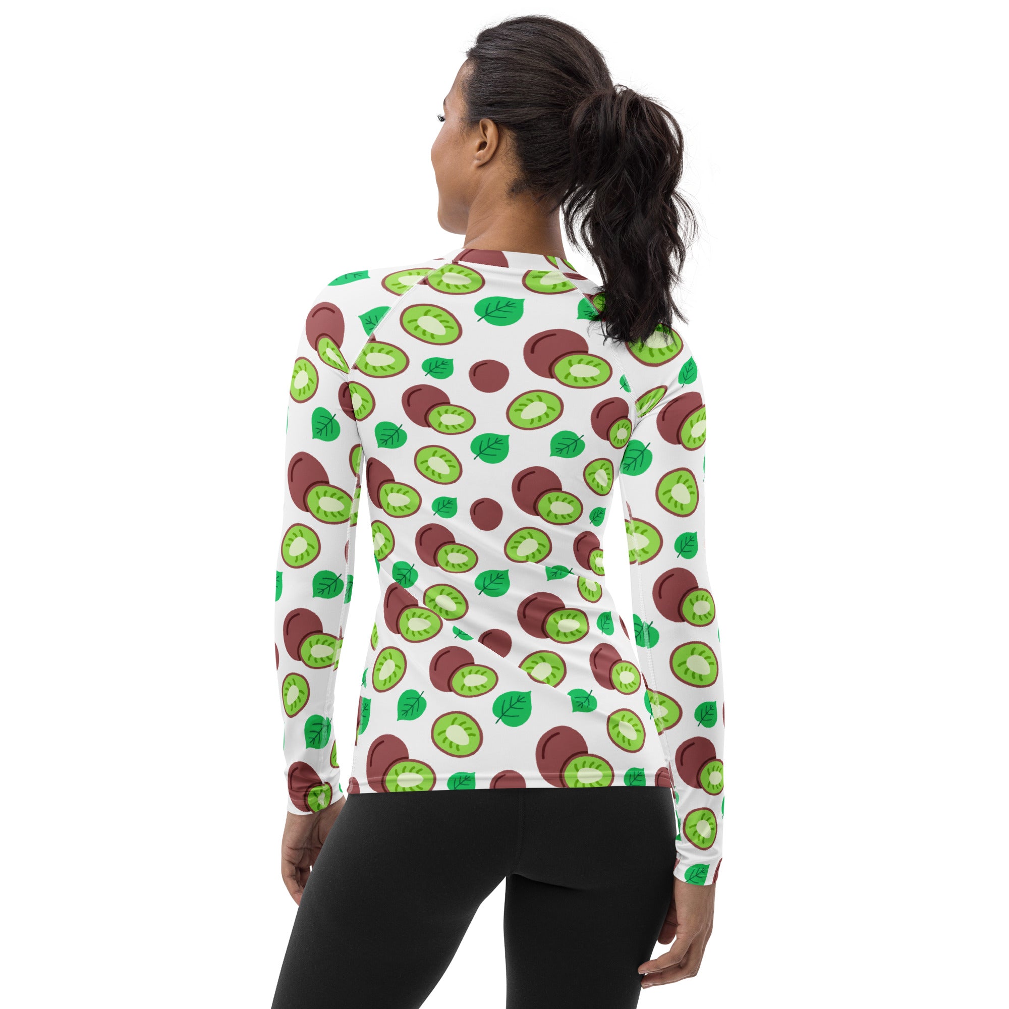 Women's Kiwi Fruit Long Sleeve Rash Guard Swim Shirt – Buttery Soft, Sun Safe UPF 50+ Protection, Quick Dry & 4-Way Stretch Comfort