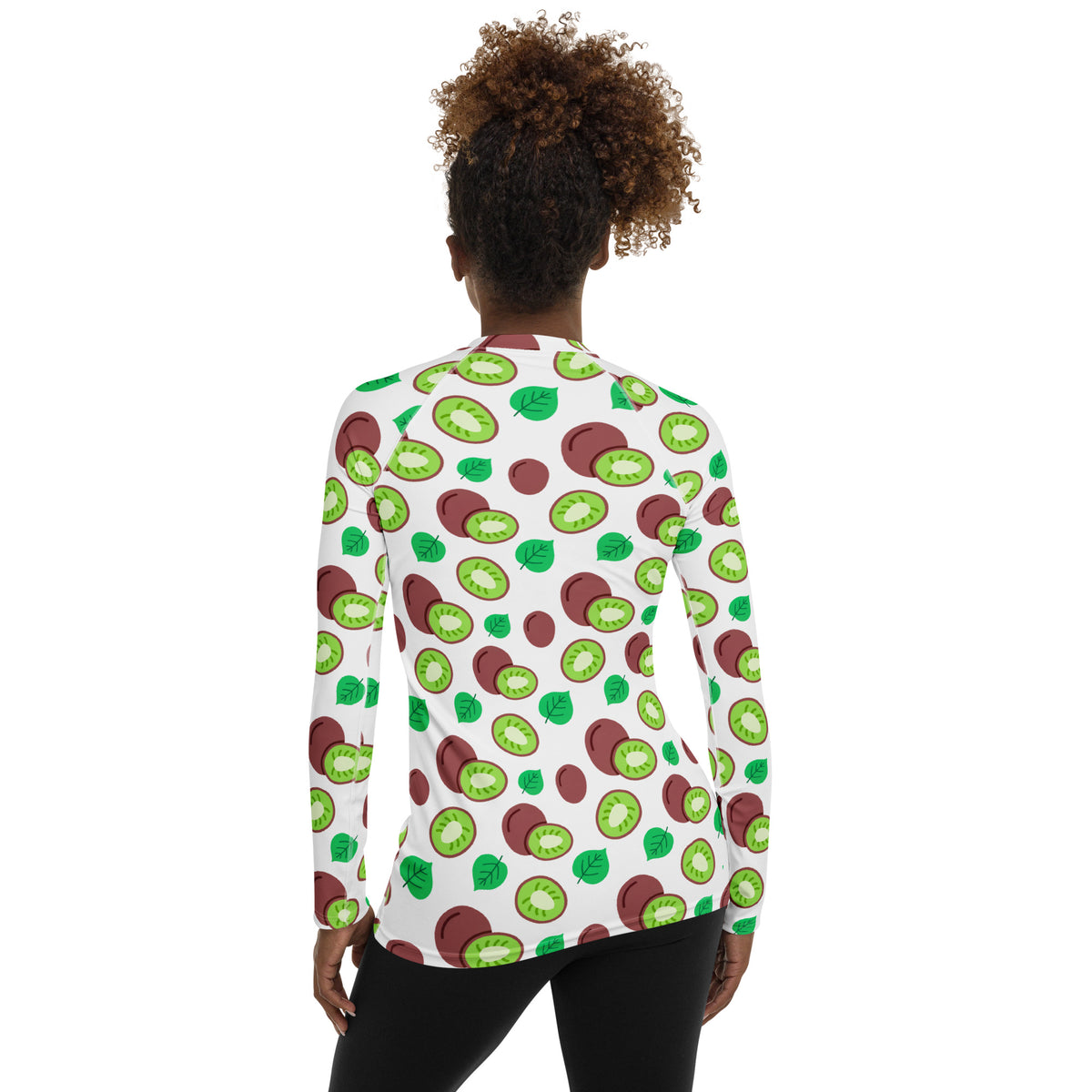 Women's Kiwi Fruit Long Sleeve Rash Guard Swim Shirt – Buttery Soft, Sun Safe UPF 50+ Protection, Quick Dry & 4-Way Stretch Comfort