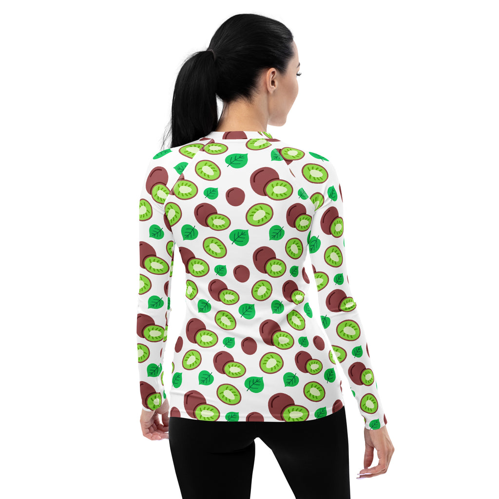 Women's Kiwi Fruit Long Sleeve Rash Guard Swim Shirt – Buttery Soft, Sun Safe UPF 50+ Protection, Quick Dry & 4-Way Stretch Comfort