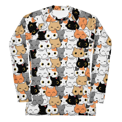 Women's Cat Face Buttery Soft Long Sleeve Rash Guard Swim Shirt With UPF 50+