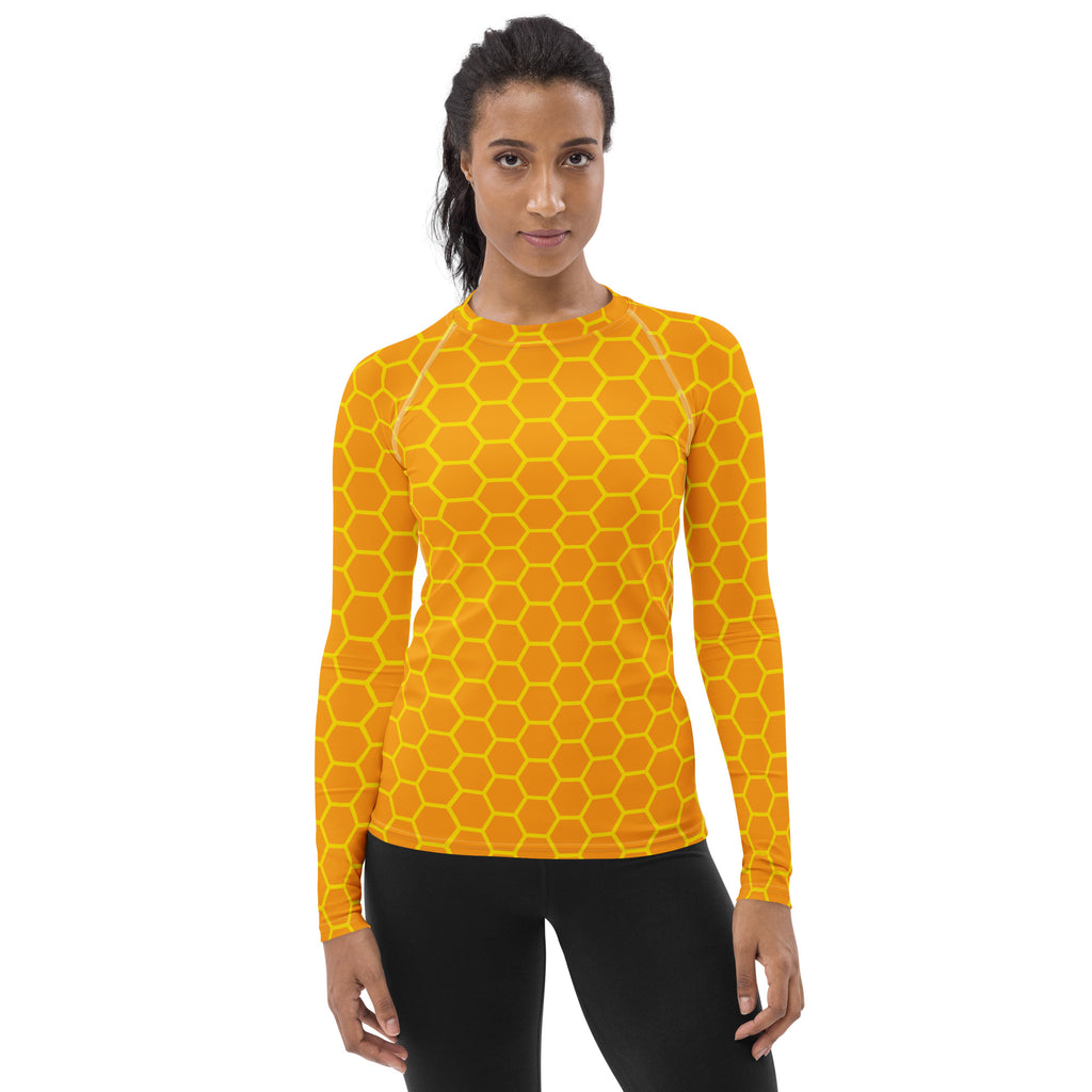 Women's Honeycomb Buttery Soft Long Sleeve Rash Guard Swim Shirt With UPF 50+