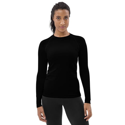 Women's Black Buttery Soft Long Sleeve Rash Guard Swim Shirt With UPF 50+