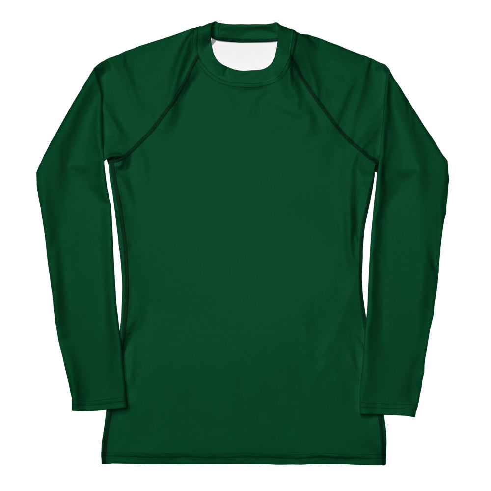 Women's Green Buttery Soft Long Sleeve Rash Guard Swim Shirt With UPF 50+