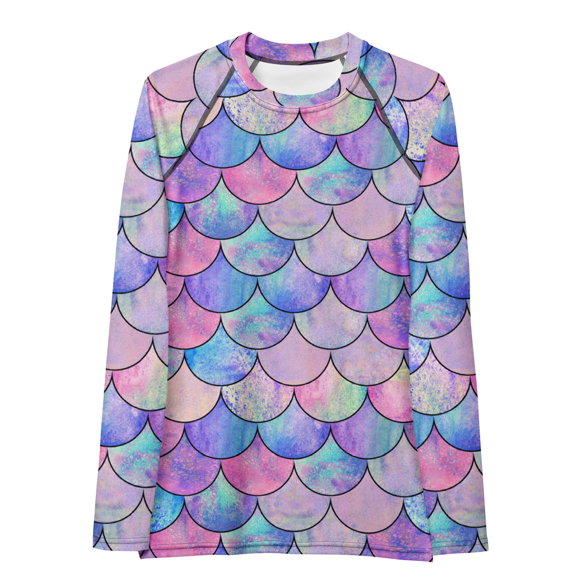 Women's Pastel Mermaid Long Sleeve Rash Guard Swim Shirt – Buttery Soft, Sun Safe UPF 50+ Protection, Quick Dry & 4-Way Stretch Comfort