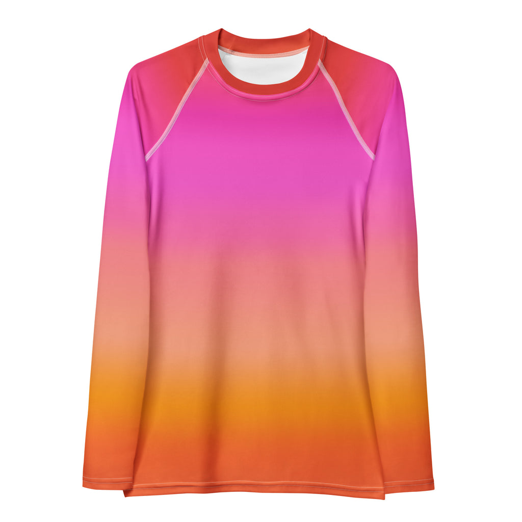 Women's Sunset Ombre Long Sleeve Rash Guard Swim Shirt – Buttery Soft, Sun Safe UPF 50+ Protection, Quick Dry & 4-Way Stretch Comfort