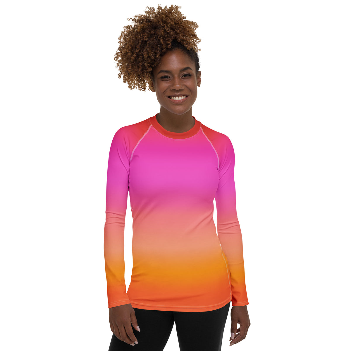Women's Sunset Ombre Long Sleeve Rash Guard Swim Shirt – Buttery Soft, Sun Safe UPF 50+ Protection, Quick Dry & 4-Way Stretch Comfort