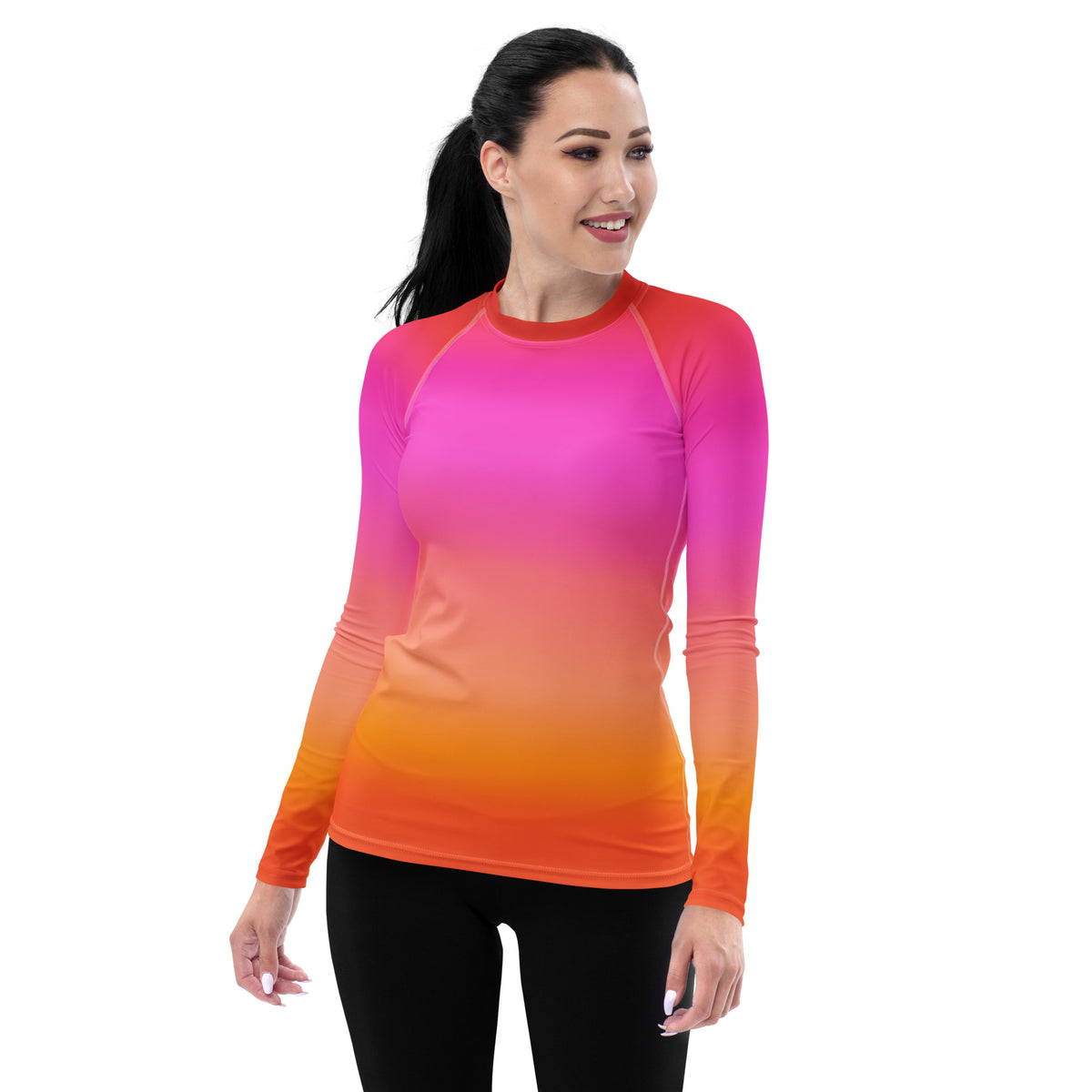 Women's Sunset Ombre Long Sleeve Rash Guard Swim Shirt – Buttery Soft, Sun Safe UPF 50+ Protection, Quick Dry & 4-Way Stretch Comfort
