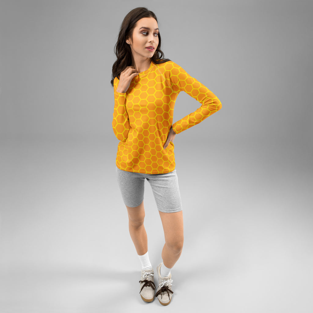 Women's Honeycomb Long Sleeve Rash Guard Swim Shirt – Buttery Soft, Sun Safe UPF 50+ Protection, Quick Dry & 4-Way Stretch Comfort