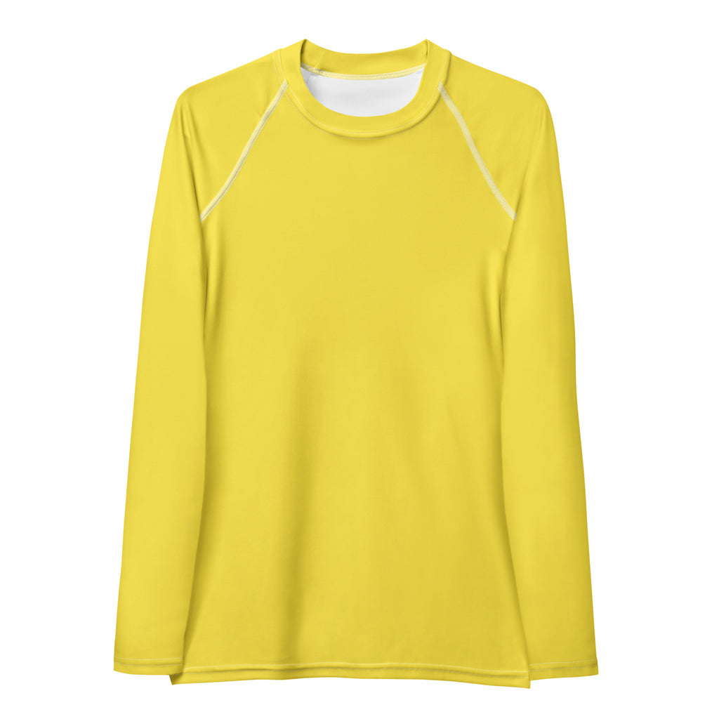 Women's Bright Yellow Long Sleeve Rash Guard Swim Shirt – Buttery Soft, Sun Safe UPF 50+ Protection, Quick Dry & 4-Way Stretch Comfort