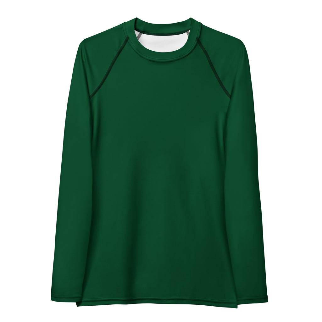 Women's Dark Forest Green Long Sleeve Rash Guard Swim Shirt – Buttery Soft, Sun Safe UPF 50+ Protection, Quick Dry & 4-Way Stretch Comfort