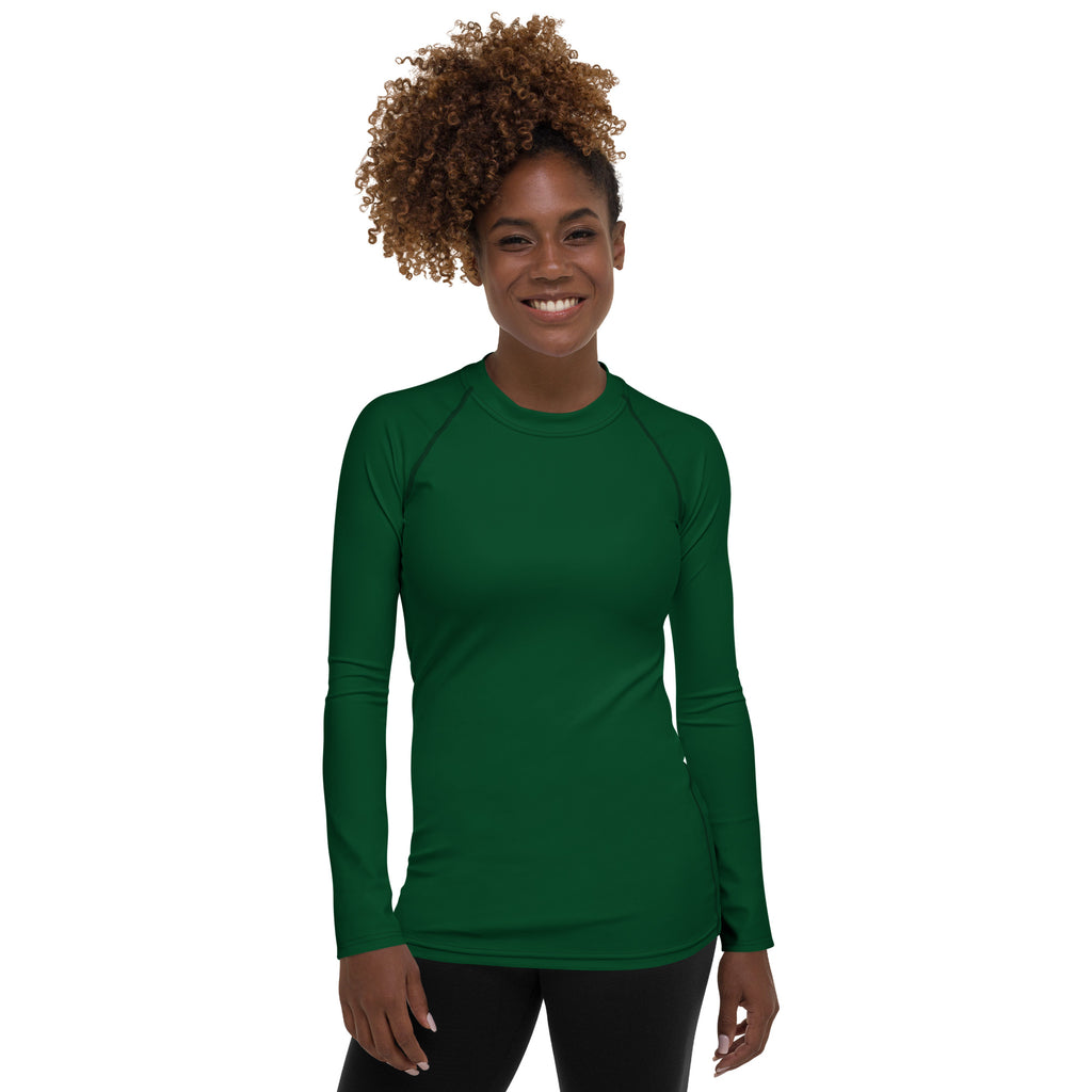 Women's Dark Forest Green Long Sleeve Rash Guard Swim Shirt – Buttery Soft, Sun Safe UPF 50+ Protection, Quick Dry & 4-Way Stretch Comfort