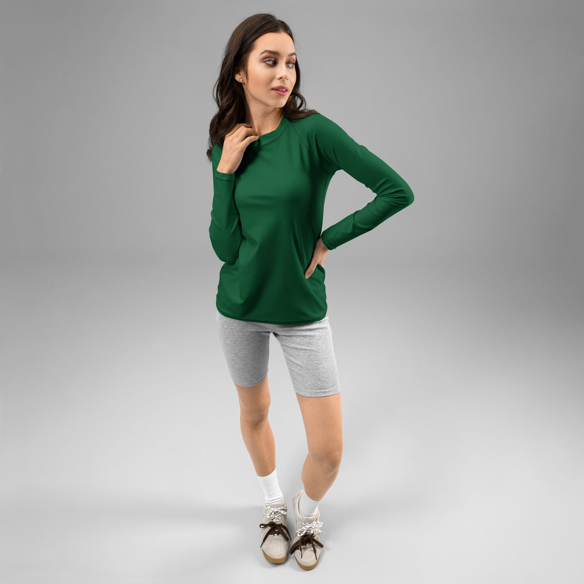 Women's Dark Forest Green Long Sleeve Rash Guard Swim Shirt – Buttery Soft, Sun Safe UPF 50+ Protection, Quick Dry & 4-Way Stretch Comfort