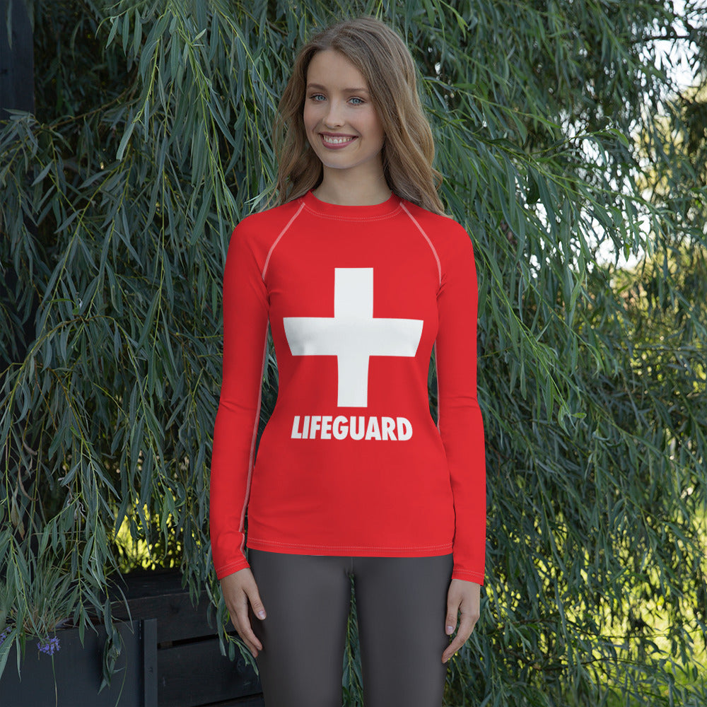 Women's Lifeguard Long Sleeve Rash Guard Swim Shirt – Buttery Soft, Sun Safe UPF 50+ Protection, Quick Dry & 4-Way Stretch Comfort