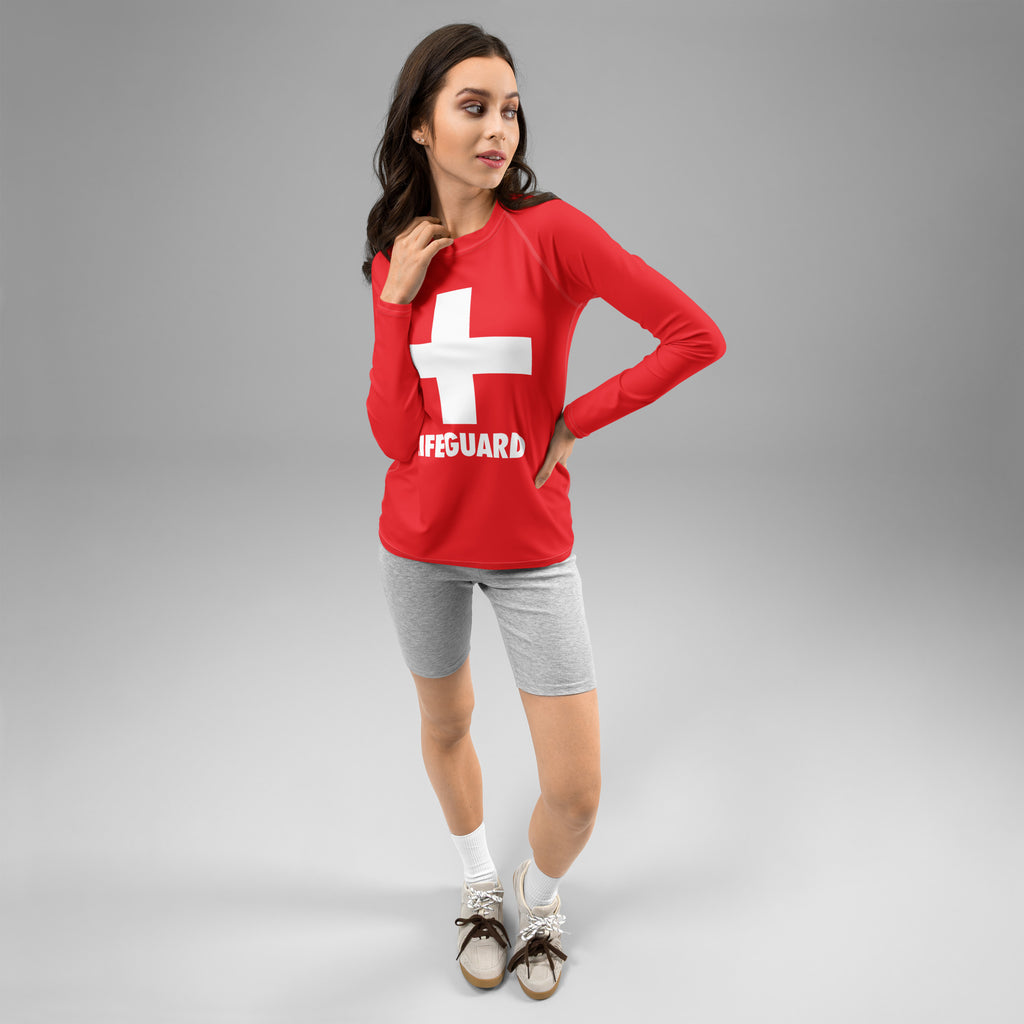 Women's Lifeguard Long Sleeve Rash Guard Swim Shirt – Buttery Soft, Sun Safe UPF 50+ Protection, Quick Dry & 4-Way Stretch Comfort