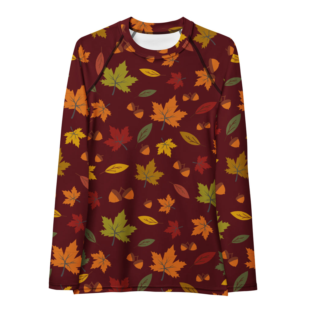 Women's Autumn Maple Leaves Long Sleeve Rash Guard Swim Shirt – Buttery Soft, Sun Safe UPF 50+ Protection, Quick Dry & 4-Way Stretch Comfort