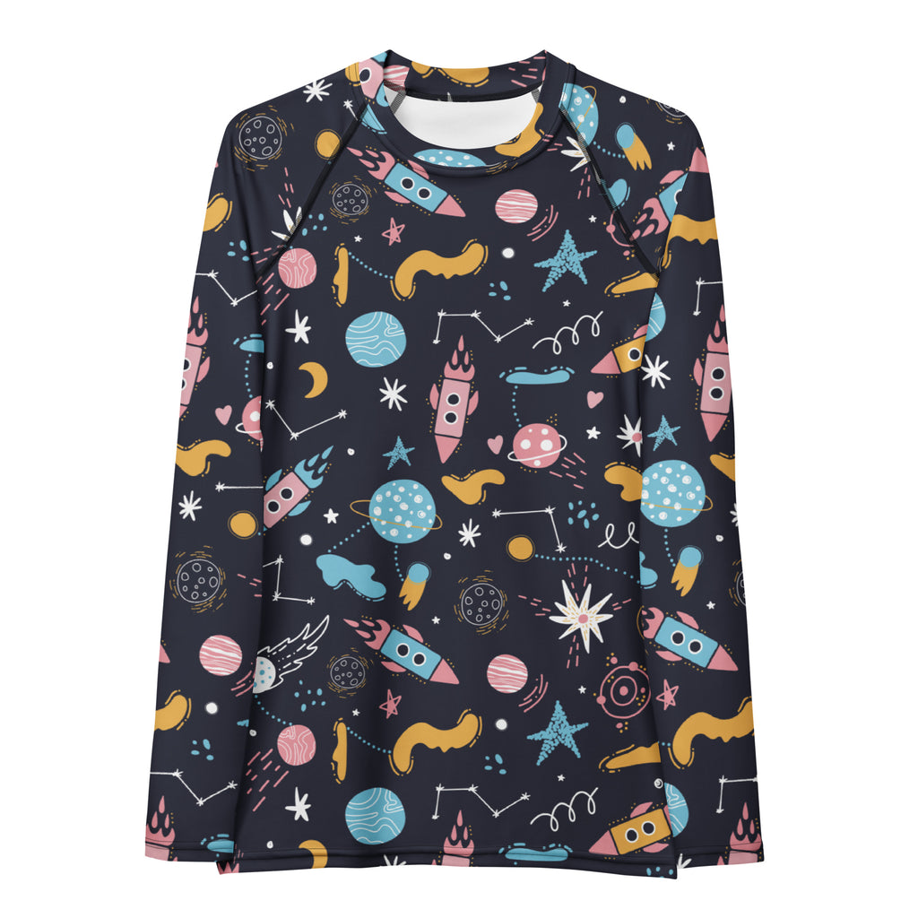 Women's Outer Space Long Sleeve Rash Guard Swim Shirt – Buttery Soft, Sun Safe UPF 50+ Protection, Quick Dry & 4-Way Stretch Comfort