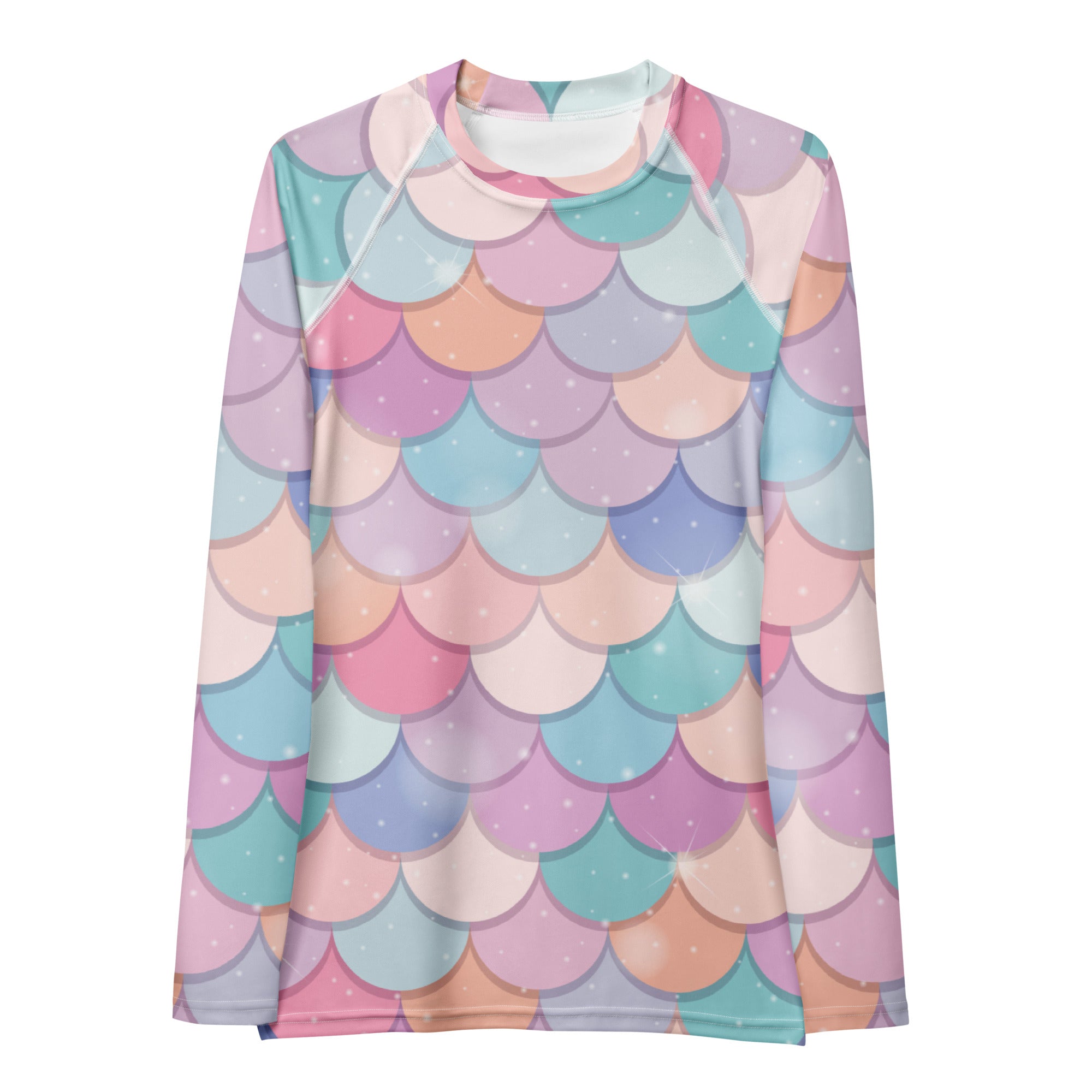 Women's Rainbow Mermaid Long Sleeve Rash Guard Swim Shirt – Buttery Soft, Sun Safe UPF 50+ Protection, Quick Dry & 4-Way Stretch Comfort