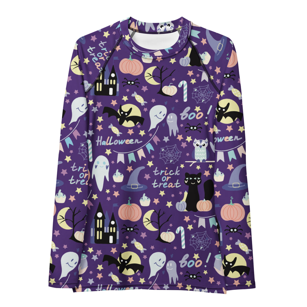 Women's Spooky Halloween Long Sleeve Rash Guard Swim Shirt – Buttery Soft, Sun Safe UPF 50+ Protection, Quick Dry & 4-Way Stretch Comfort