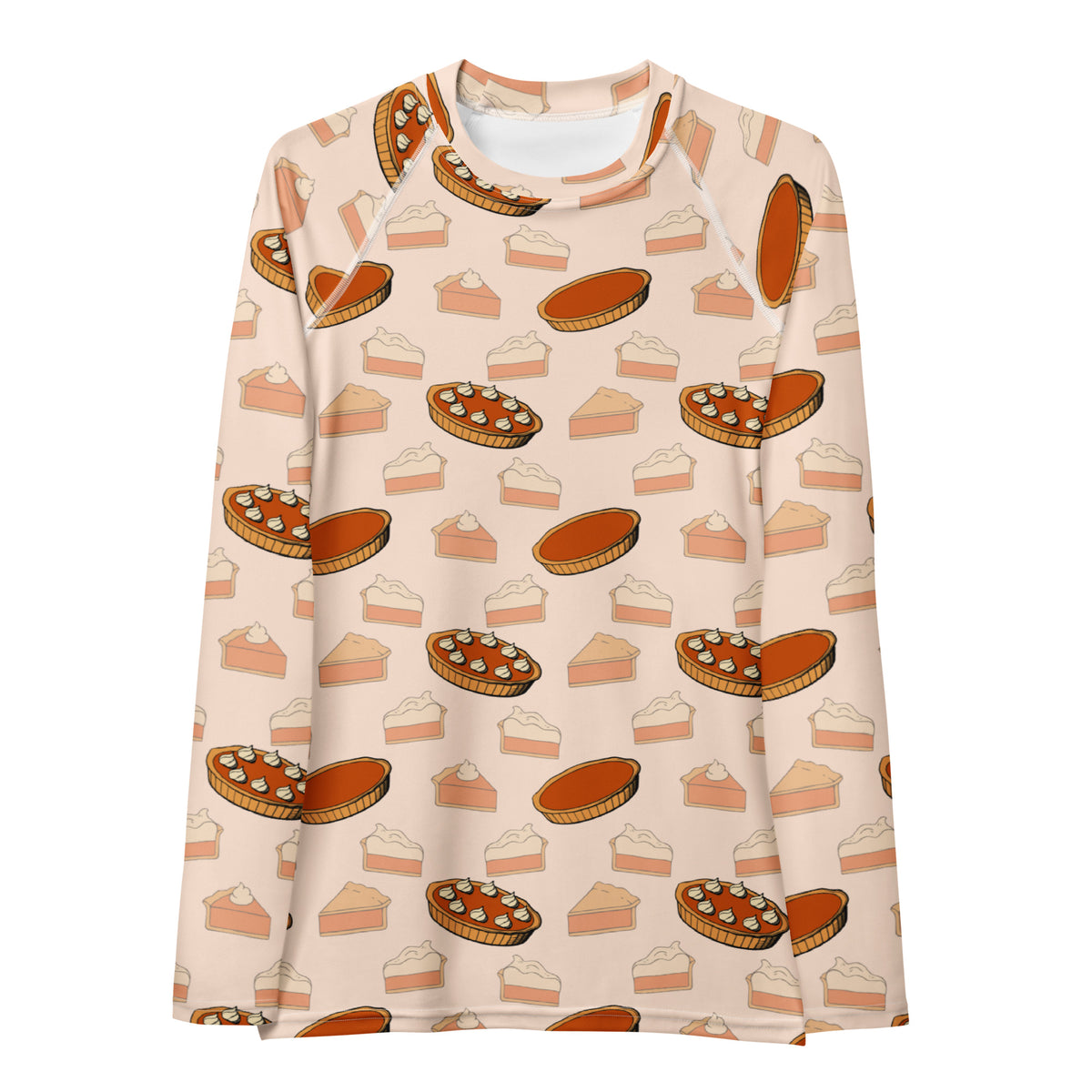 Women's Thanksgiving Pie Long Sleeve Rash Guard Swim Shirt – Buttery Soft, Sun Safe UPF 50+ Protection, Quick Dry & 4-Way Stretch Comfort