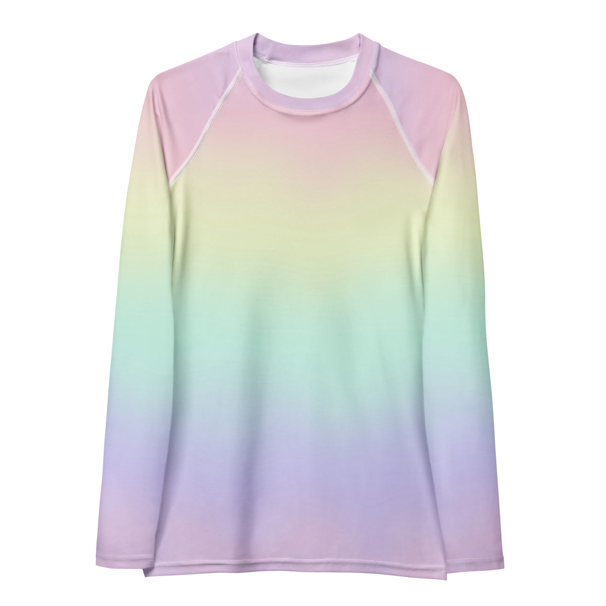 Women's Pastel Rainbow Long Sleeve Rash Guard Swim Shirt – Buttery Soft, Sun Safe UPF 50+ Protection, Quick Dry & 4-Way Stretch Comfort