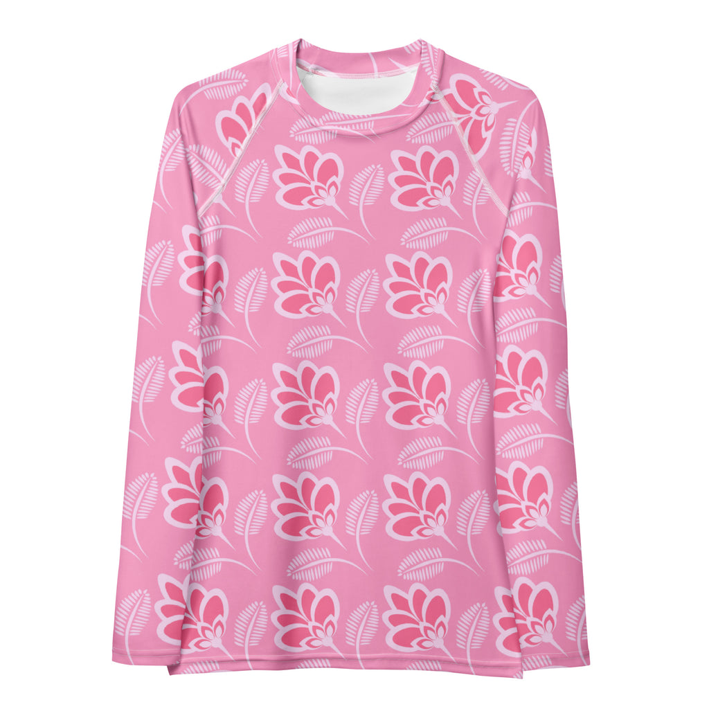 Women's Pink Floral Long Sleeve Rash Guard Swim Shirt – Buttery Soft, Sun Safe UPF 50+ Protection, Quick Dry & 4-Way Stretch Comfort