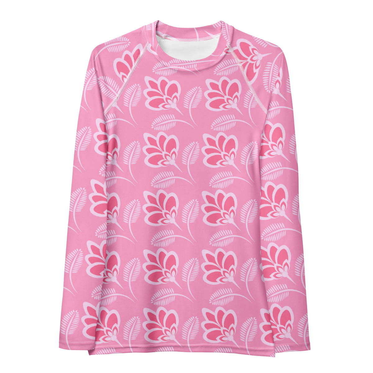 Women's Pink Floral Long Sleeve Rash Guard Swim Shirt – Buttery Soft, Sun Safe UPF 50+ Protection, Quick Dry & 4-Way Stretch Comfort
