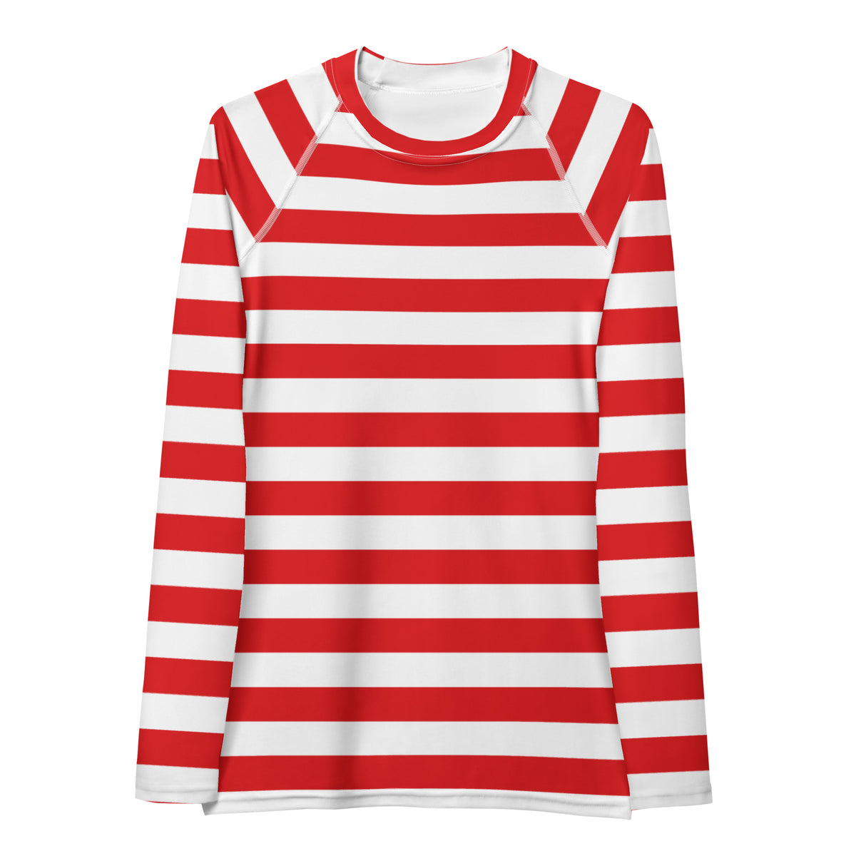 Women's Red & White Striped Long Sleeve Rash Guard Swim Shirt – Buttery Soft, Sun Safe UPF 50+ Protection, Quick Dry & 4-Way Stretch Comfort