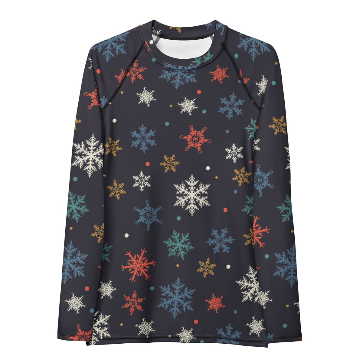 Women's Colorful Snowflake Long Sleeve Rash Guard Swim Shirt – Buttery Soft, Sun Safe UPF 50+ Protection, Quick Dry & 4-Way Stretch Comfort