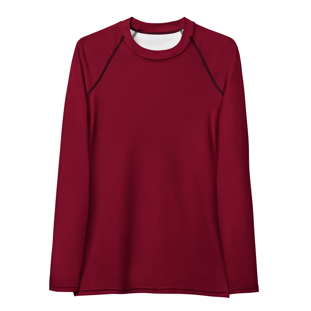 Women's Crimson Red Long Sleeve Rash Guard Swim Shirt – Buttery Soft, Sun Safe UPF 50+ Protection, Quick Dry & 4-Way Stretch Comfort