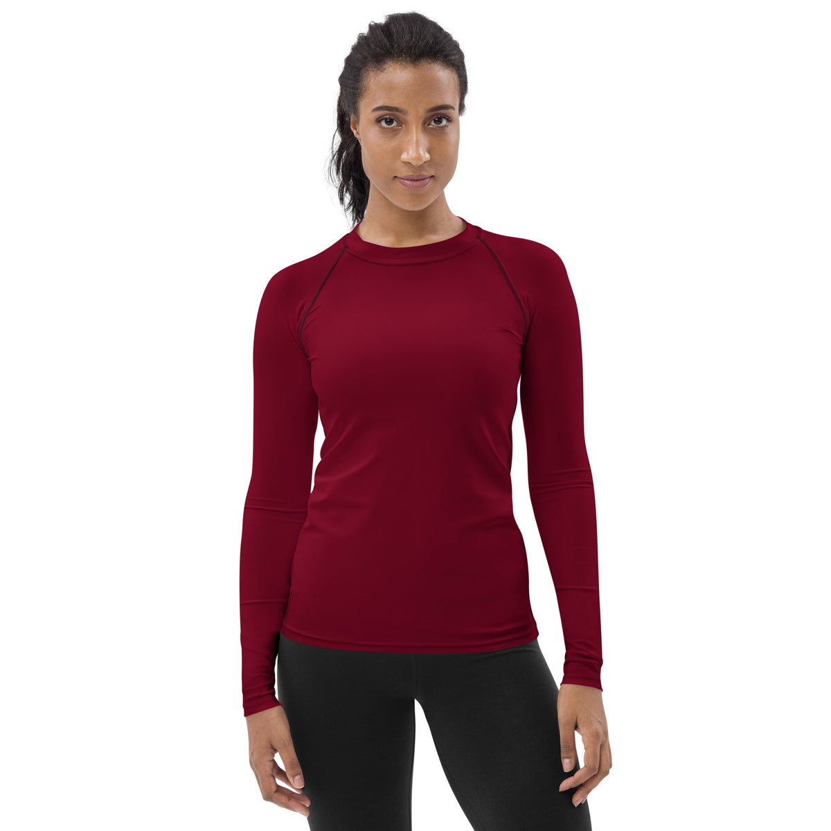 Women's Crimson Red Long Sleeve Rash Guard Swim Shirt – Buttery Soft, Sun Safe UPF 50+ Protection, Quick Dry & 4-Way Stretch Comfort