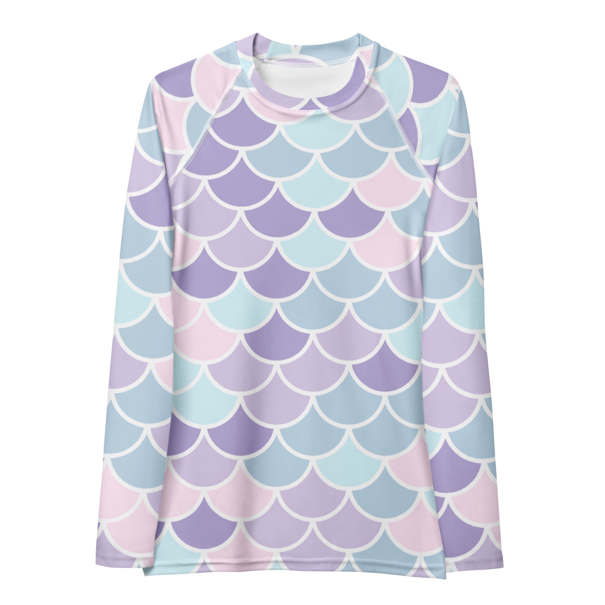 Women's Purple Mermaid Scale Long Sleeve Rash Guard Swim Shirt – Buttery Soft, Sun Safe UPF 50+ Protection, Quick Dry & 4-Way Stretch Comfort