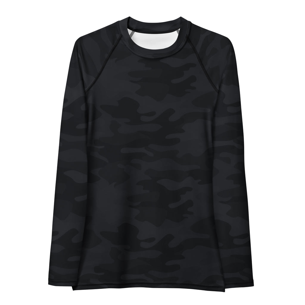 Women's Black Camouflage Long Sleeve Rash Guard Swim Shirt – Buttery Soft, Sun Safe UPF 50+ Protection, Quick Dry & 4-Way Stretch Comfort