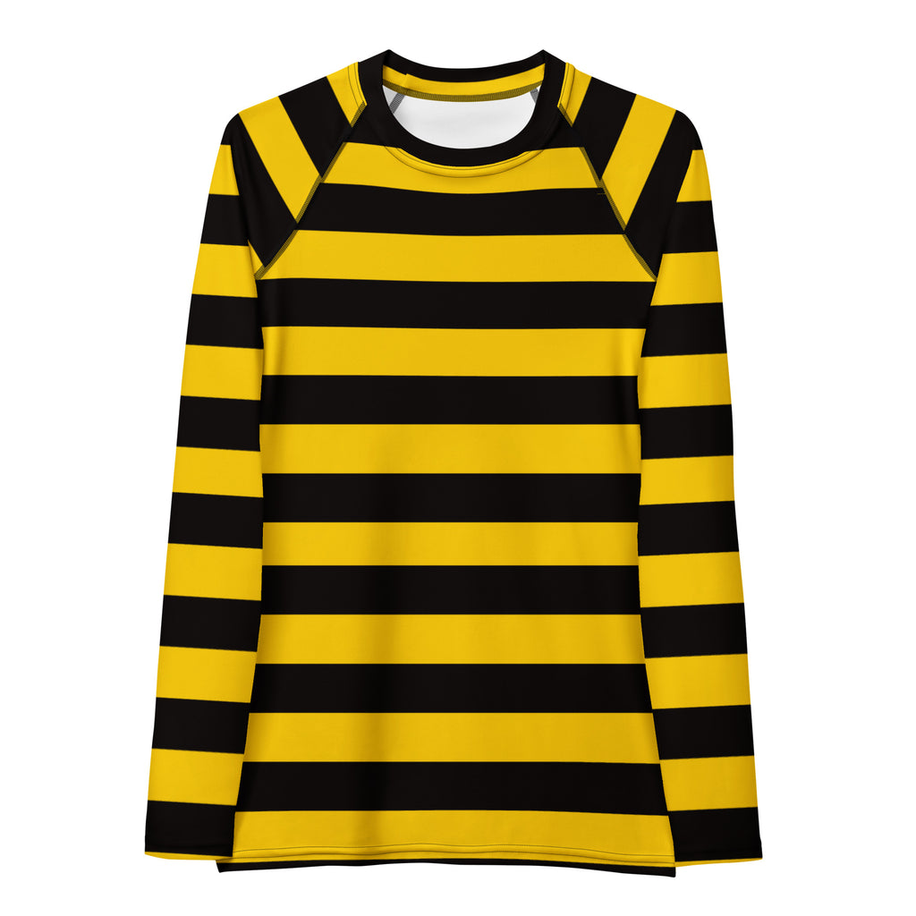 Women's Bee Stripe Long Sleeve Rash Guard Swim Shirt – Buttery Soft, Sun Safe UPF 50+ Protection, Quick Dry & 4-Way Stretch Comfort