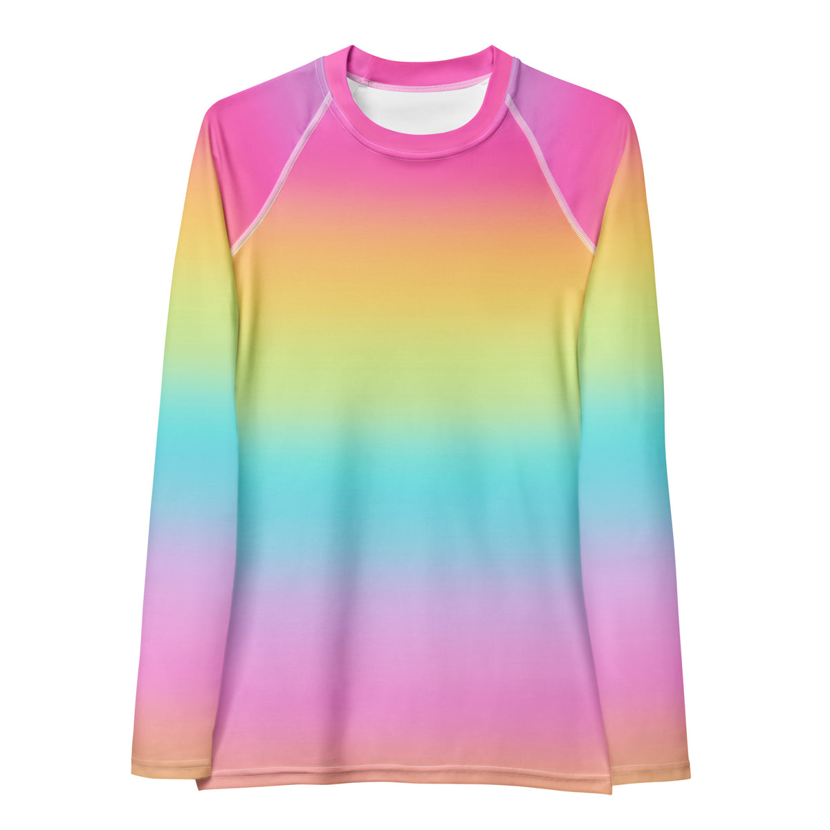 Women's Bright Rainbow Long Sleeve Rash Guard Swim Shirt – Buttery Soft, Sun Safe UPF 50+ Protection, Quick Dry & 4-Way Stretch Comfort