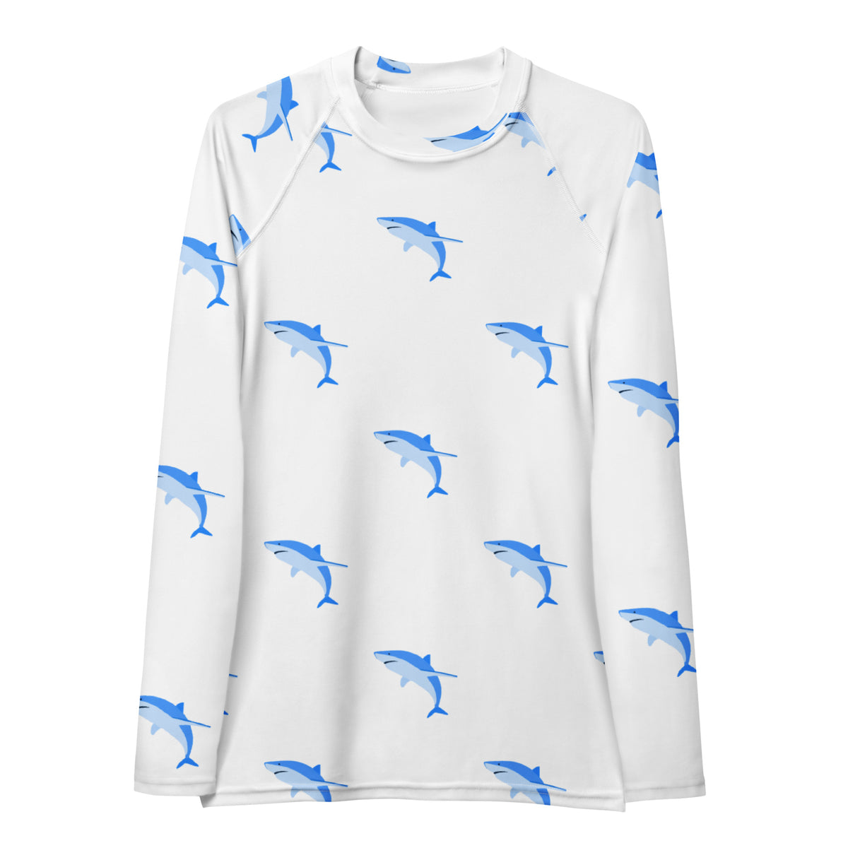 Women's Blue Shark Long Sleeve Rash Guard Swim Shirt – Buttery Soft, Sun Safe UPF 50+ Protection, Quick Dry & 4-Way Stretch Comfort