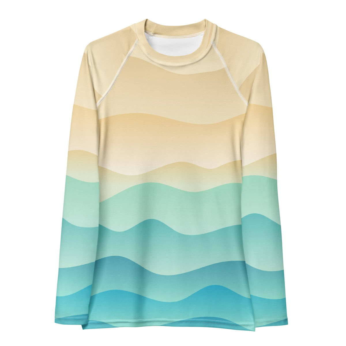 Women's Sand & Ocean Waves Long Sleeve Rash Guard Swim Shirt – Buttery Soft, Sun Safe UPF 50+ Protection, Quick Dry & 4-Way Stretch Comfort