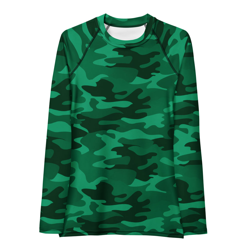 Women's Green Camouflage Long Sleeve Rash Guard Swim Shirt – Buttery Soft, Sun Safe UPF 50+ Protection, Quick Dry & 4-Way Stretch Comfort