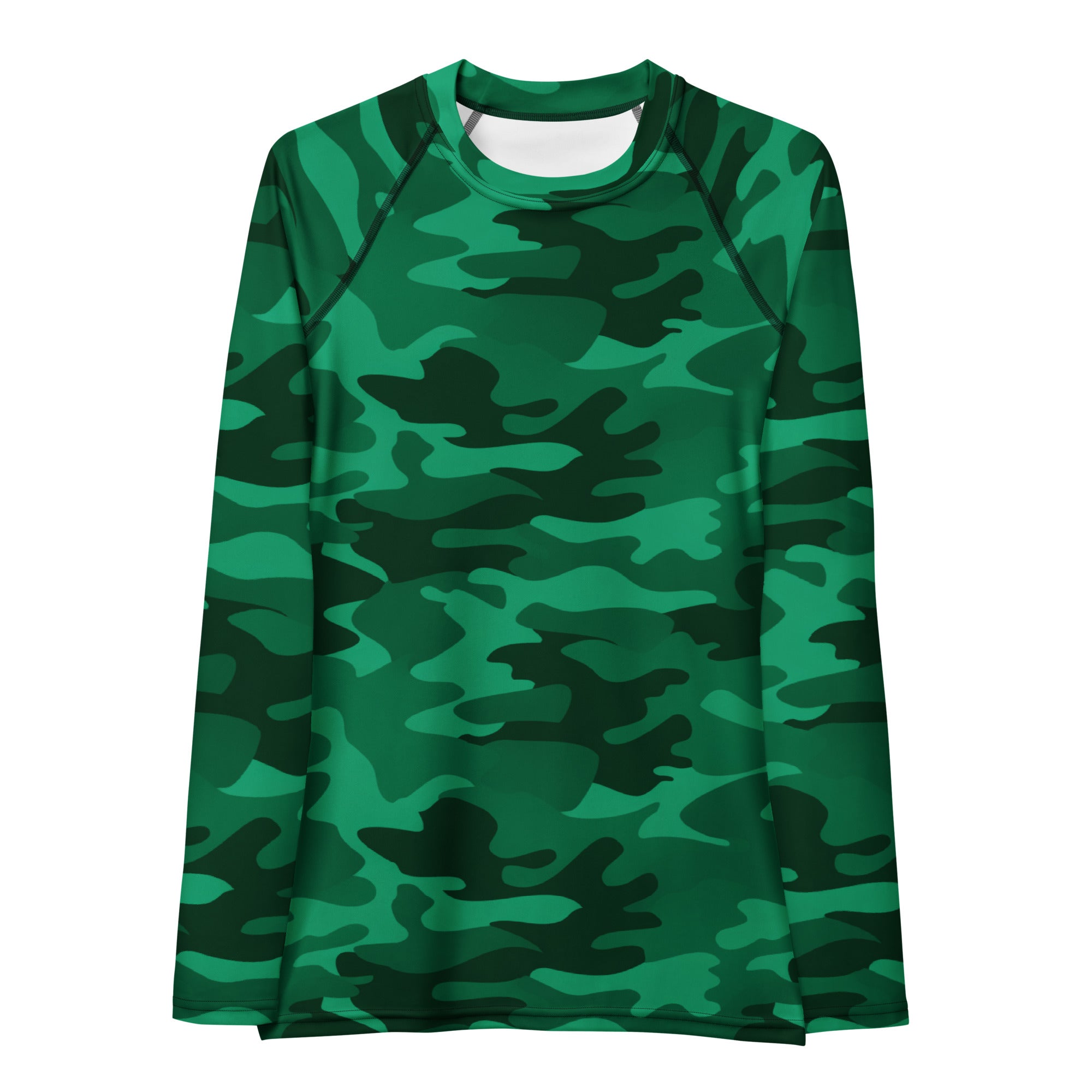 Women's Green Camouflage Long Sleeve Rash Guard Swim Shirt – Buttery Soft, Sun Safe UPF 50+ Protection, Quick Dry & 4-Way Stretch Comfort