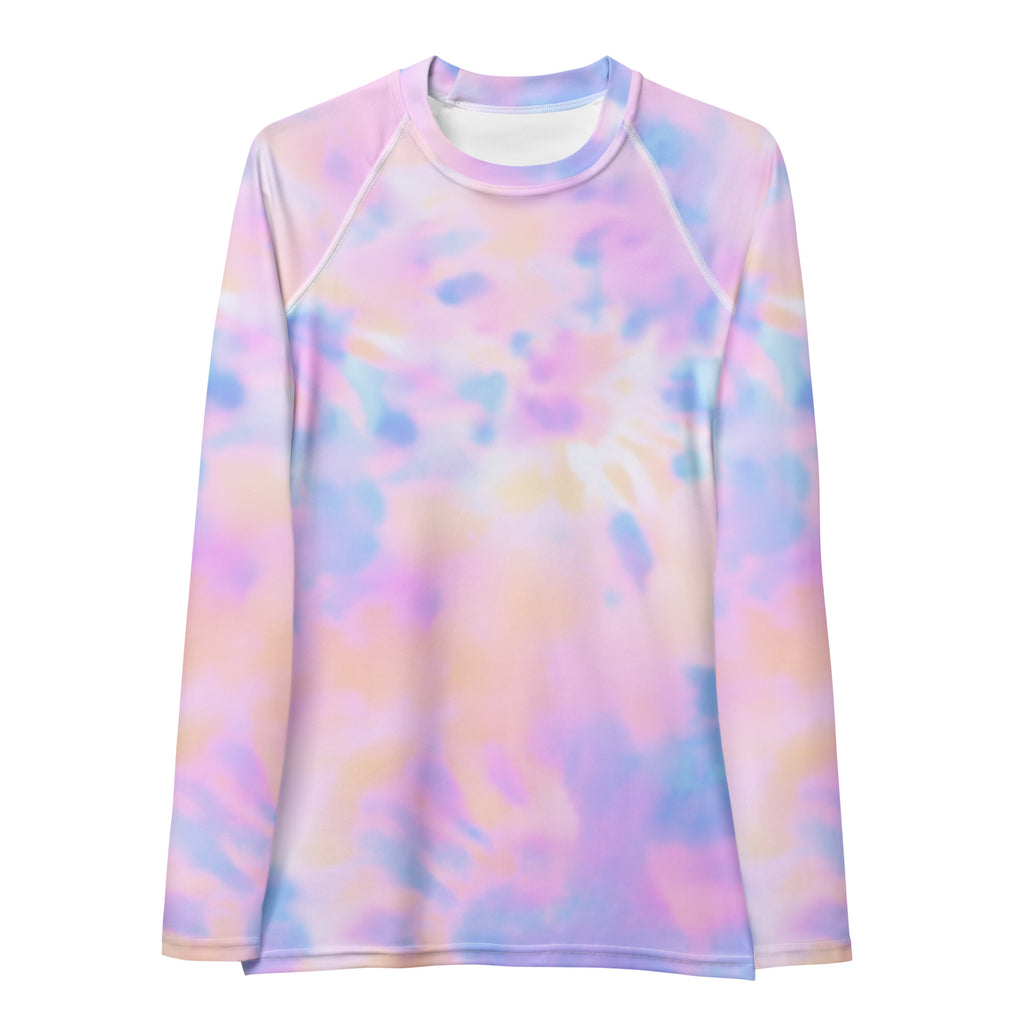 Women's Pastel Watercolor Tie Dye Long Sleeve Rash Guard Swim Shirt – Buttery Soft, Sun Safe UPF 50+ Protection, Quick Dry & 4-Way Stretch Comfort