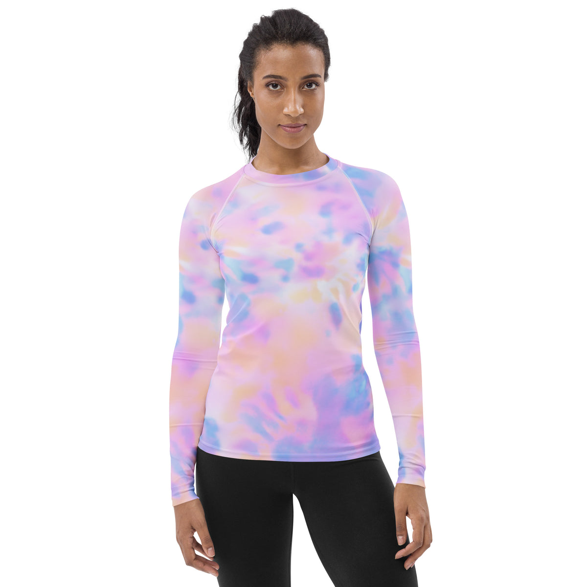 Women's Pastel Watercolor Tie Dye Long Sleeve Rash Guard Swim Shirt – Buttery Soft, Sun Safe UPF 50+ Protection, Quick Dry & 4-Way Stretch Comfort