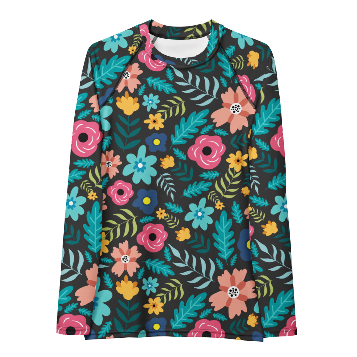Women's Dark Green Floral Long Sleeve Rash Guard Swim Shirt – Buttery Soft, Sun Safe UPF 50+ Protection, Quick Dry & 4-Way Stretch Comfort