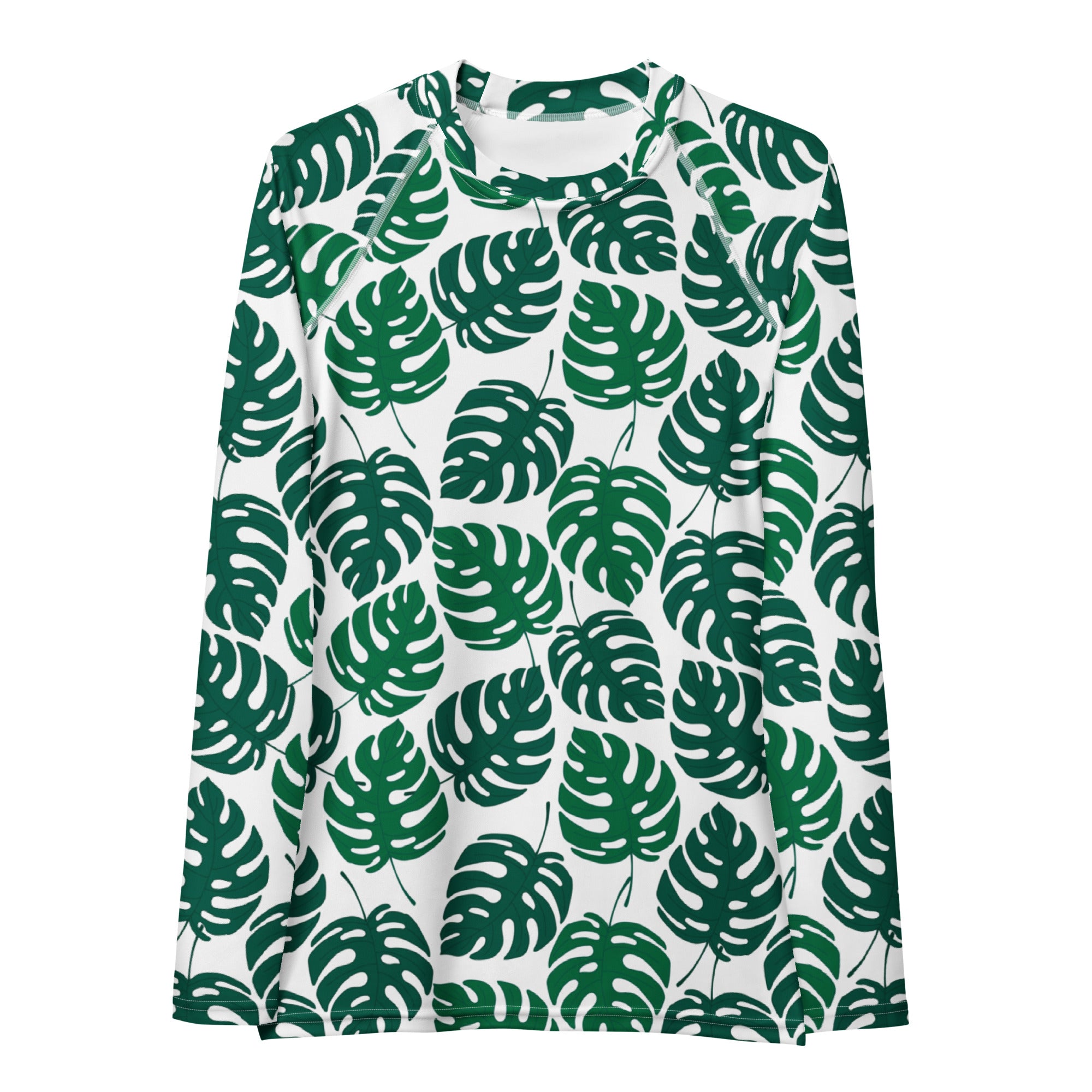 Women's Monstera Leaf Long Sleeve Rash Guard Swim Shirt – Buttery Soft, Sun Safe UPF 50+ Protection, Quick Dry & 4-Way Stretch Comfort