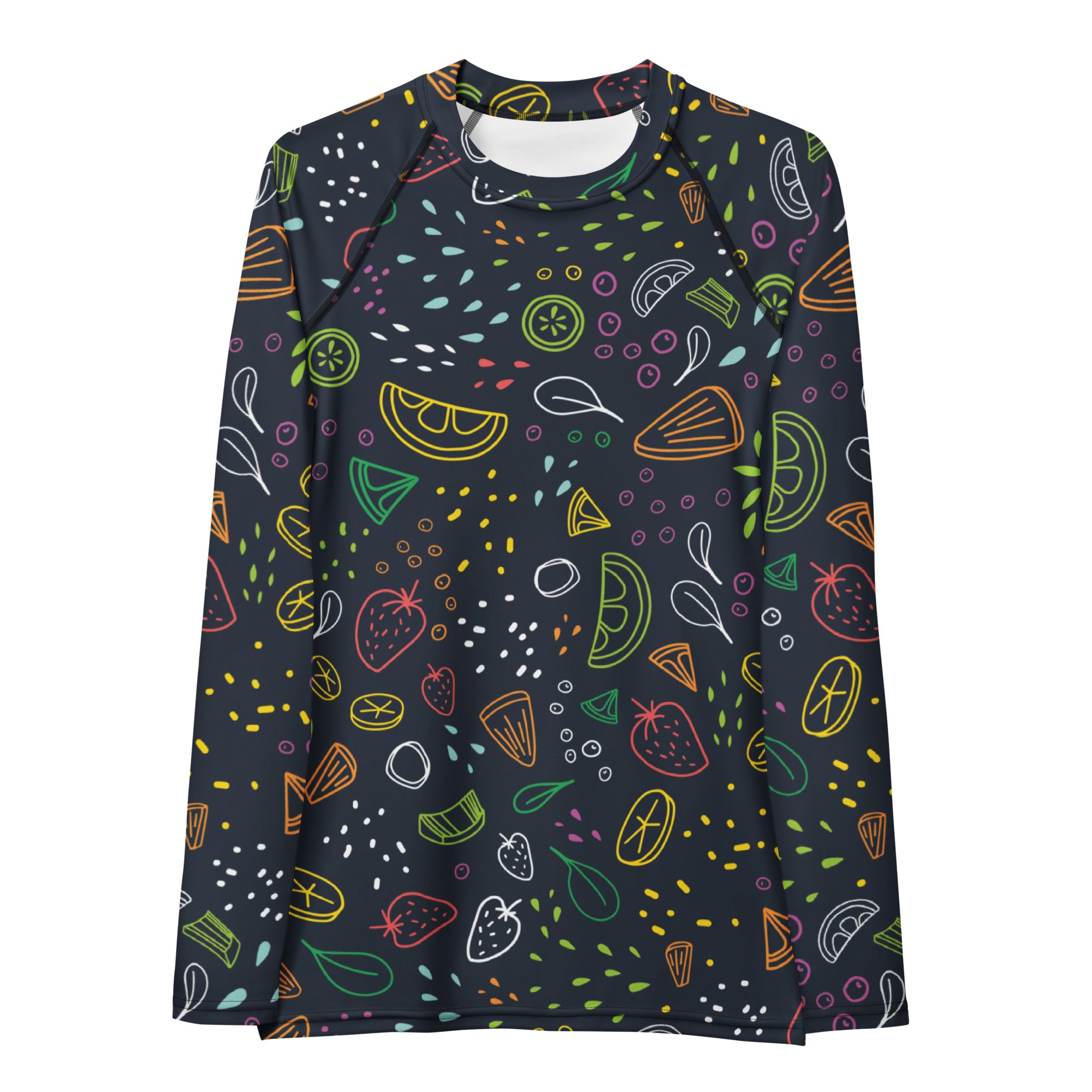 Women's Colorful Fruit Long Sleeve Rash Guard Swim Shirt – Buttery Soft, Sun Safe UPF 50+ Protection, Quick Dry & 4-Way Stretch Comfort
