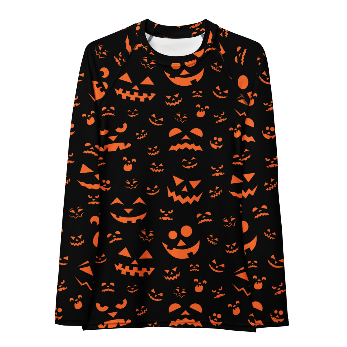 Women's Orange Jack O’ Lantern Long Sleeve Rash Guard Swim Shirt – Buttery Soft, Sun Safe UPF 50+ Protection, Quick Dry & 4-Way Stretch Comfort